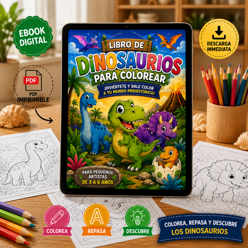 Libro de Dinosaurios para colorear (Ebook)