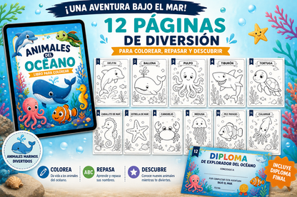 Libro de Animales del Océano para Colorear | eBook Infantil PDF