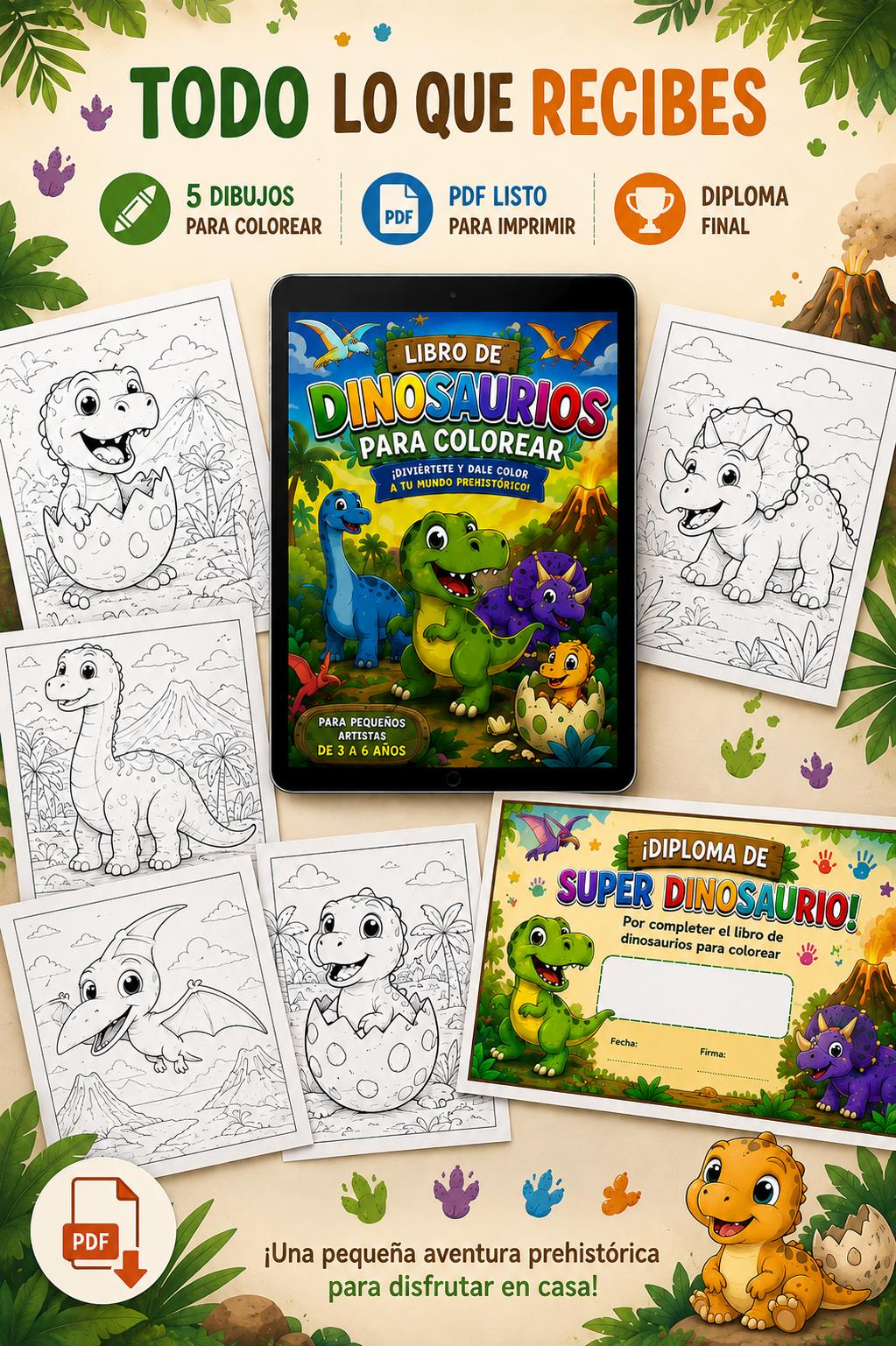 Libro de Dinosaurios para colorear (Ebook)
