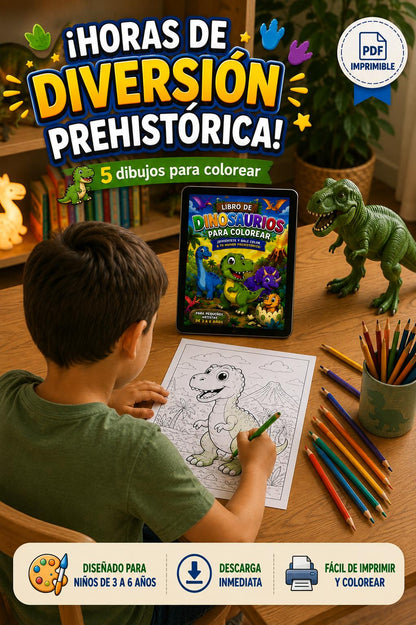 Libro de Dinosaurios para colorear (Ebook)